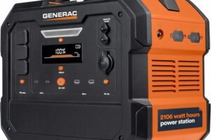 Generac 1086Wh Portable Power Station with Lithium-Ion Battery – Clean, Emission-Free Power – Wirless Charging Pad and Compact Design – Camping, RV, Indoor/Outdoor Use – Orange/Black