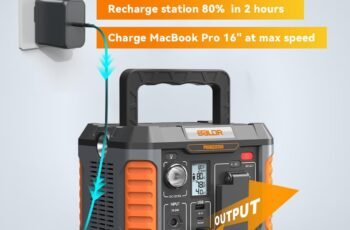 BALDR Portable Power Station 300W 231Wh Power Bank with 100W Two-Way Fast Charging 2Hr to 80% 120V Pure Sine Wave AC Outlet Solar-Ready for Camping and Emergencies. (Solar Panel Optional)