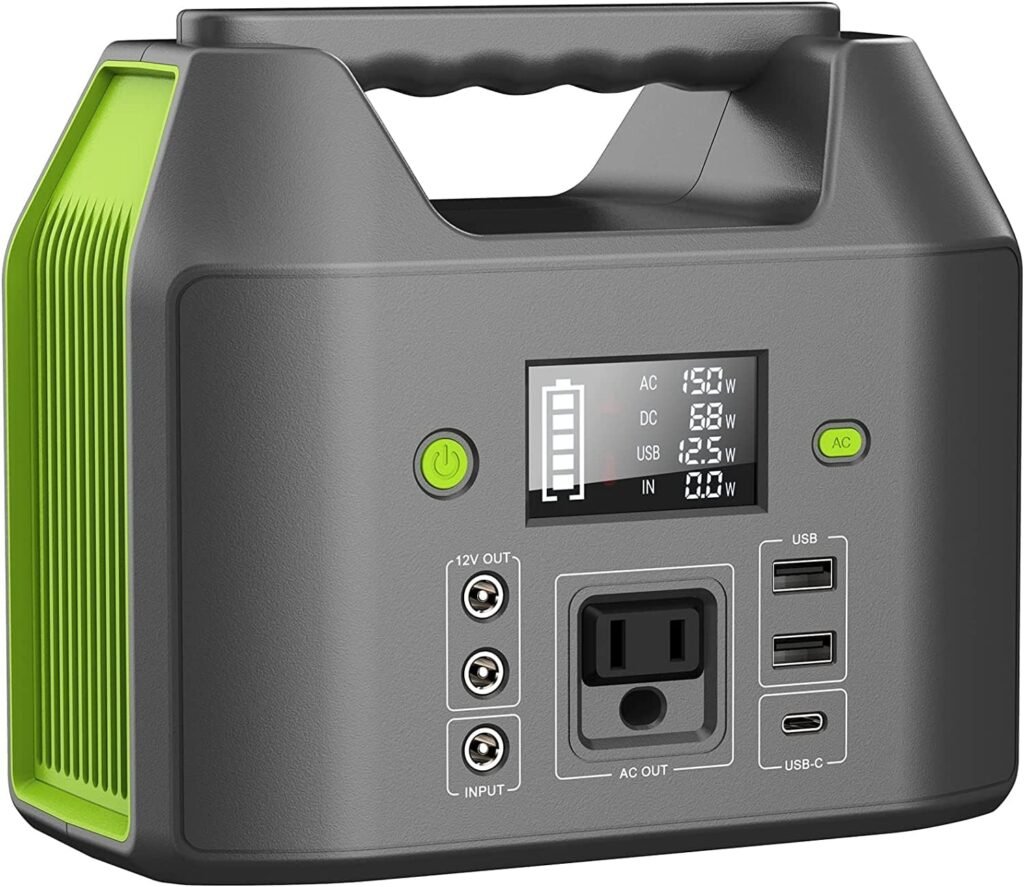 EnginStar 155Wh Power Bank 150Wh Portable Power Station 110v Battery Pack Outputs with AC Outlet LED Light for Outdoor Camping Road Trip Emergency