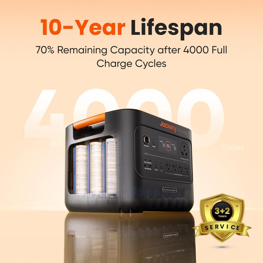 Jackery HomePower Portable Power Station, 3600W (Surge 7200W) Output, 3072Wh LFP Battery Solar Generator, Essential Home Backup for Home Use, Power Outage, RV, Emergencies (Solar Panel Optional)