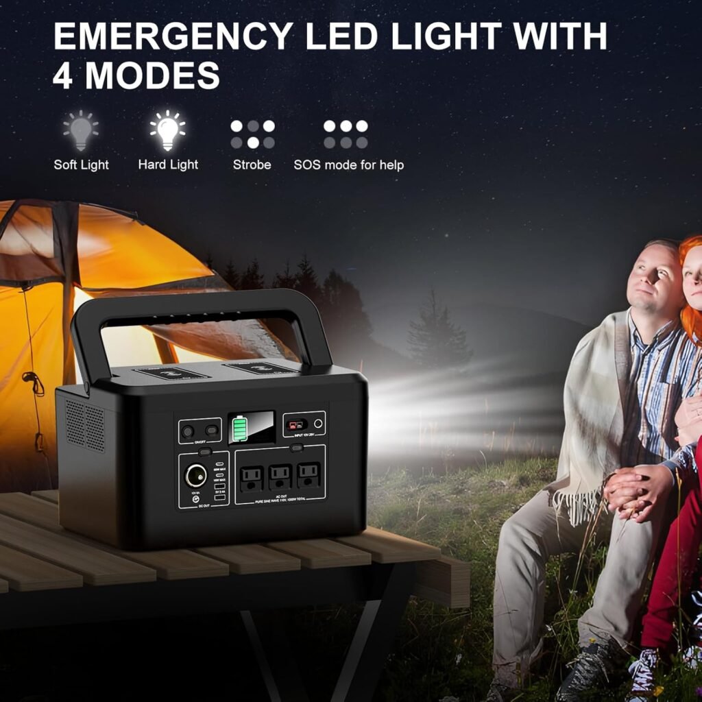 powkey Portable Power Station 800W with AC Outlets, 740Wh Solar Powered Generator(Solar Panel Optional), Emergency Backup Lithium-ion Battery for Outdoors Travel RV Trip Camping CPAP Machine