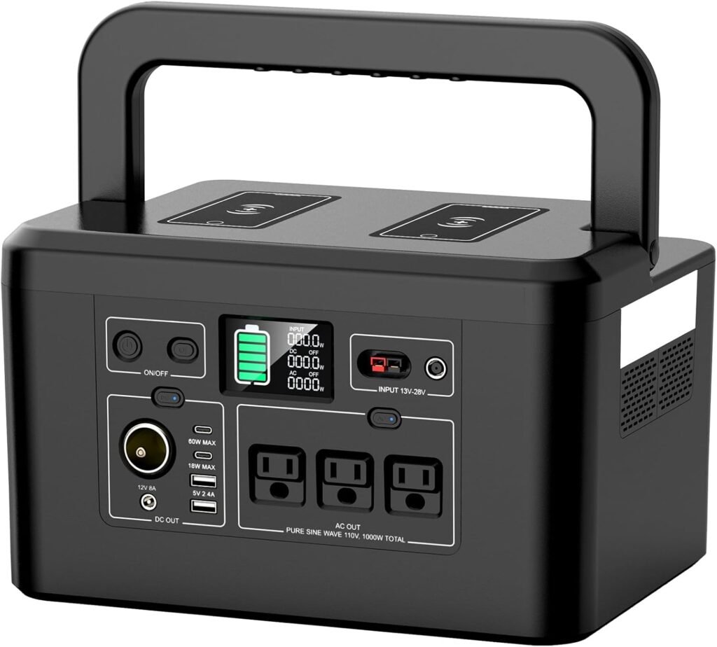 powkey Portable Power Station 800W with AC Outlets, 740Wh Solar Powered Generator(Solar Panel Optional), Emergency Backup Lithium-ion Battery for Outdoors Travel RV Trip Camping CPAP Machine