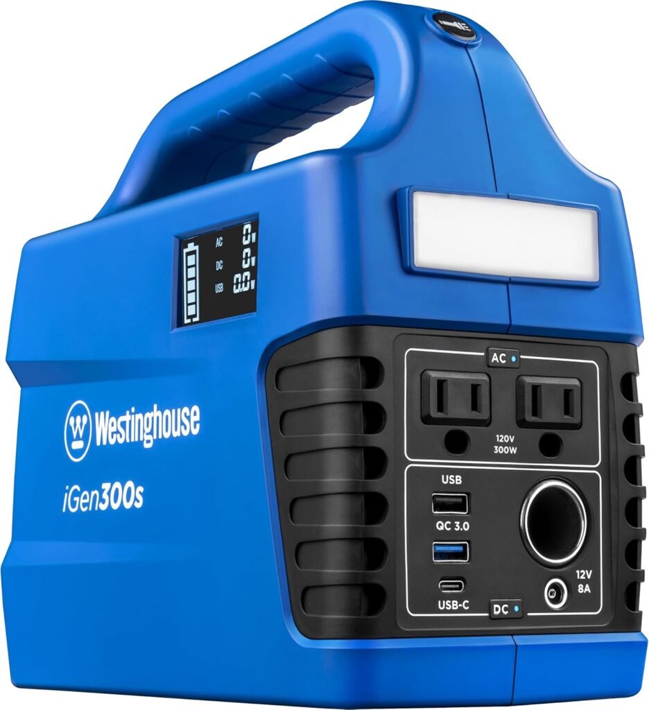 Westinghouse 296Wh Peak Watt Portable Power Station and Solar Generator, Pure Sine Wave AC Outlet, Backup Lithium Battery for Camping, Home, Travel, Indoor/Outdoor Use (Solar Panel Not Included)
