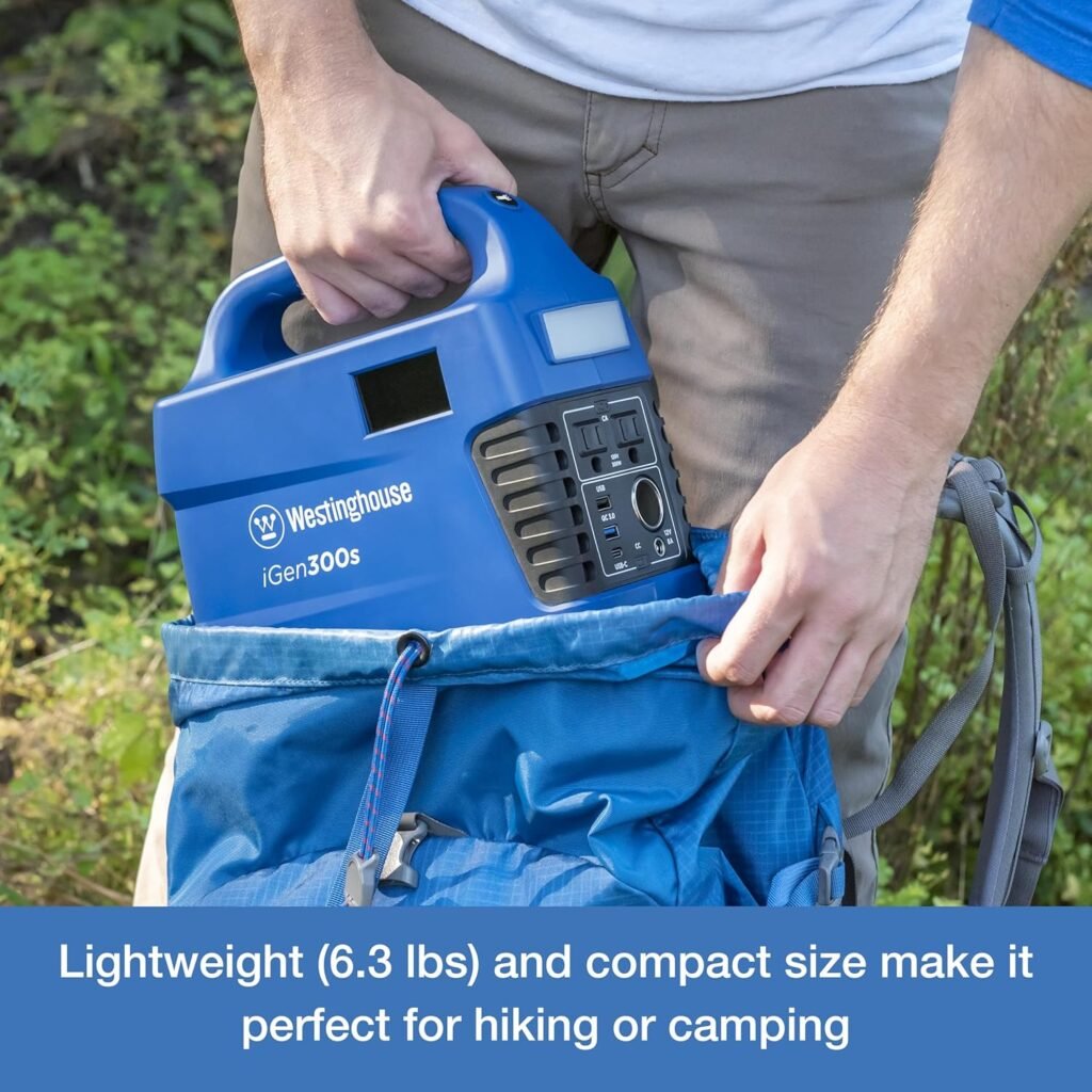 Westinghouse 296Wh Peak Watt Portable Power Station and Solar Generator, Pure Sine Wave AC Outlet, Backup Lithium Battery for Camping, Home, Travel, Indoor/Outdoor Use (Solar Panel Not Included)