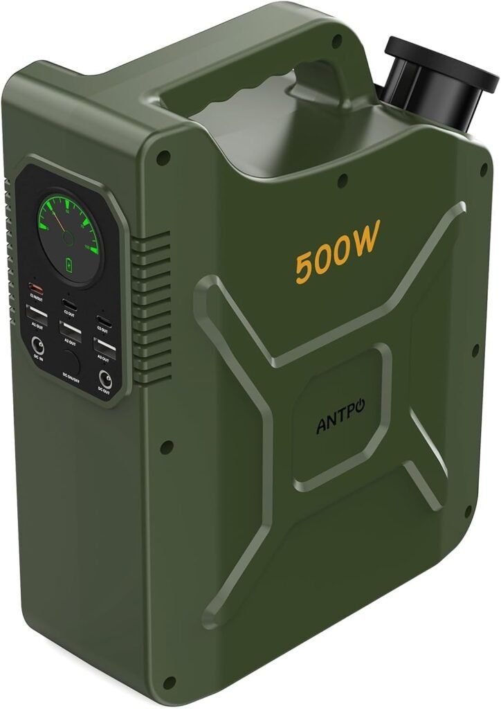 ANTPO 500W Portable Power Station, 500Wh LiFePO4 Solar Generator Pure Sine Wave 110V AC Car Outlets PD 60W QC3.0 Backup Power Supply Bank for Camping, Blackout,
